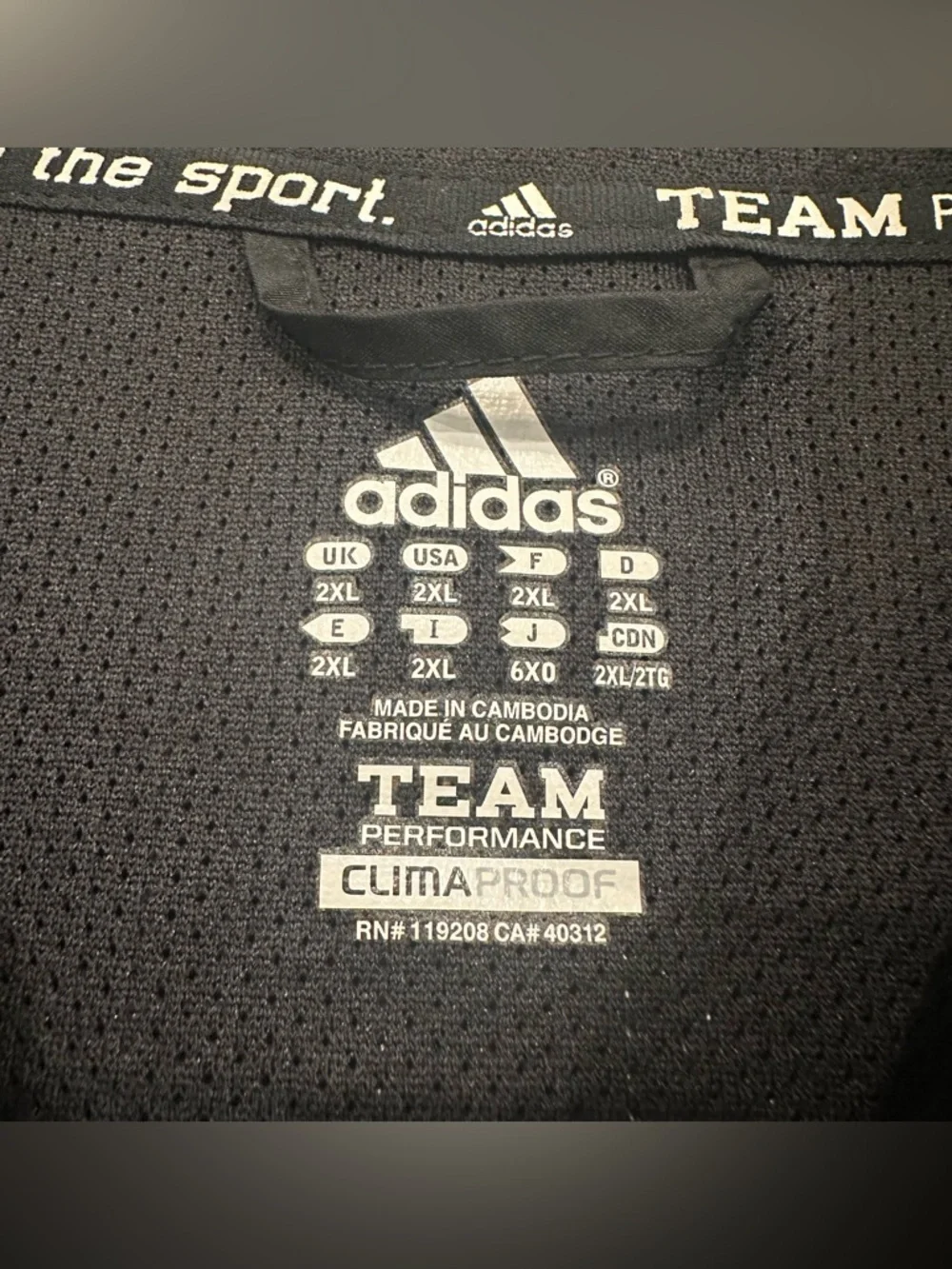 Vintage Adidas Climaproof Windbreaker Jacket Mens 2XL Black White Team Track Y2K